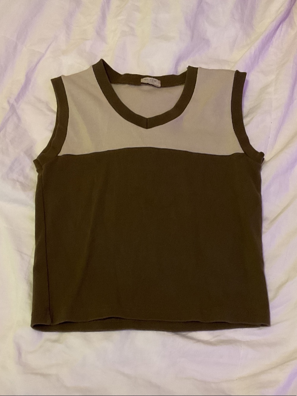 Brandy Melville Brown Contrast Yoke Top